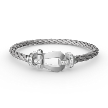 [AuraEcho]FORCE LARGE HORSESHOE HALF DIAMOND BRACELET SILVER